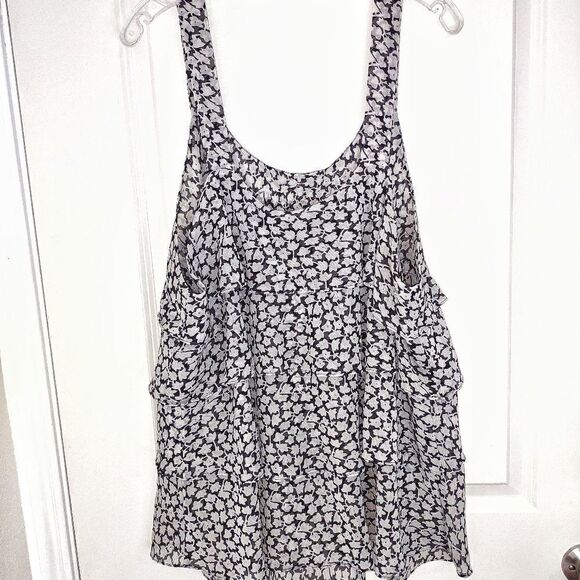 Lane Bryant Black White Top 3 Tiers Ruffles Strappy Chiffon Sequins Neckline 26W - Picture 6 of 9